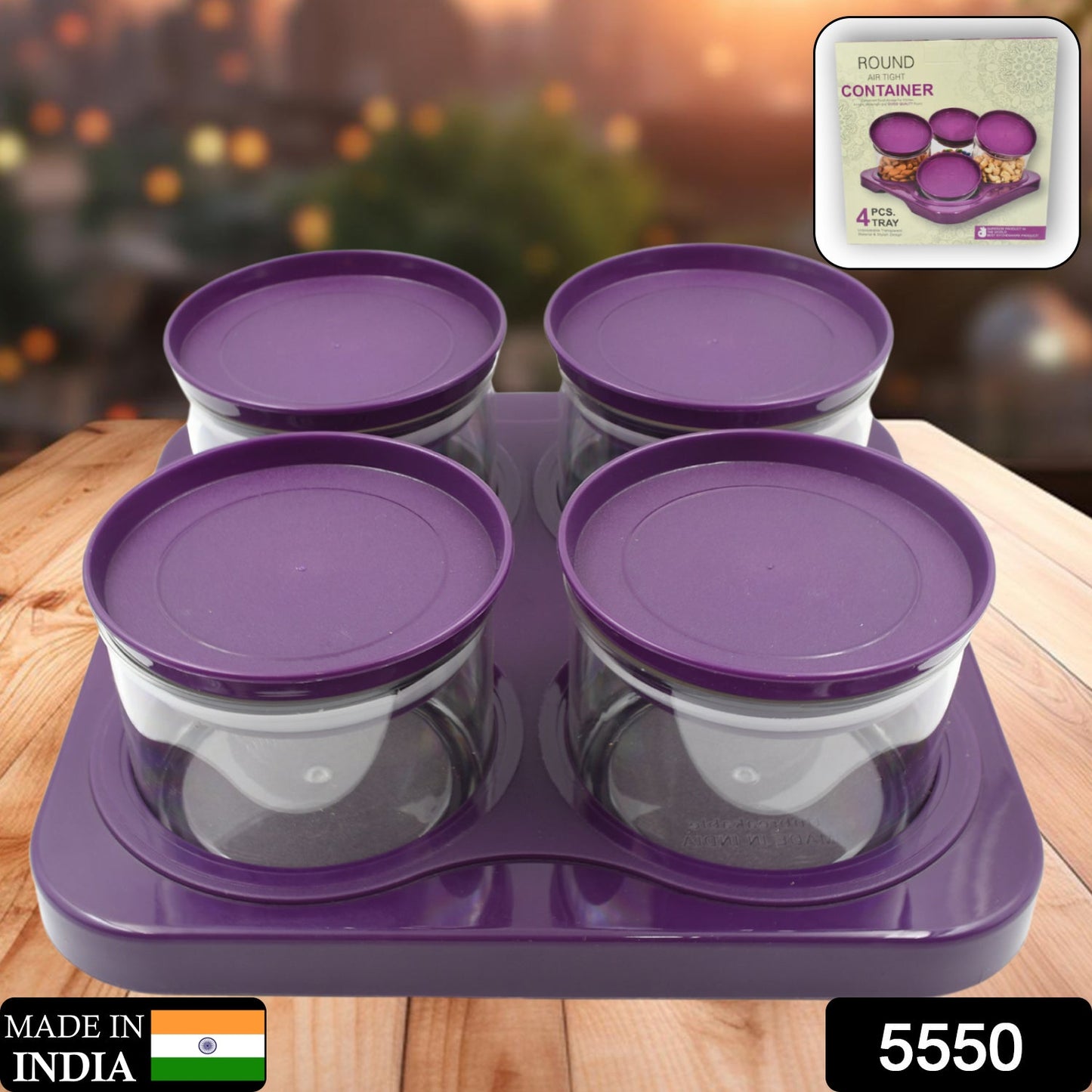 Airtight Plastic 4 Pc Storage Container Set, With Storage Container